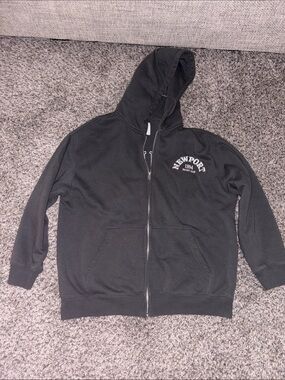 NEWPORT 1894 Oversized Grey Zip-Up Hoodie